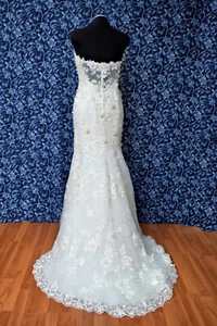 Casablanca 2140 Ivory Lace Beaded Strapless Mermaid Wedding Dress sz 10 NWOT - Picture 1 of 10