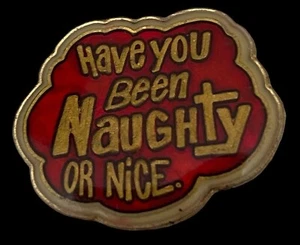 Vintage Christmas Enamel Pin Have You Been Naughty Or Nice With No Back - Picture 1 of 7