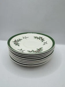 SPODE CHRISTMAS TREE HOLLY DESIGN S3324 SAUCERS ONLY SET OF 8 - Picture 1 of 7
