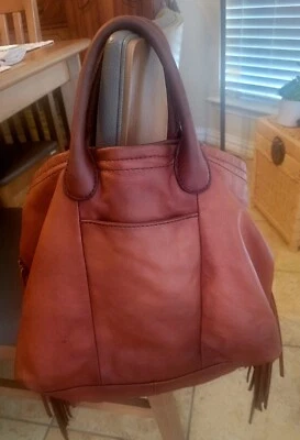 Cartera de cuero marrón con flecos Lucky Brand Foto 1 de 4