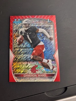 Cameron Cam Ward Red Shimmer /10 2022 Bowman Chrome U University 10/10 - Image 1 of 2