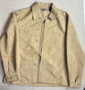 Axist Men's Size Medium Faux Suede Tan Long sleeve Button Up Pockets Shirt - Picture 1 of 13