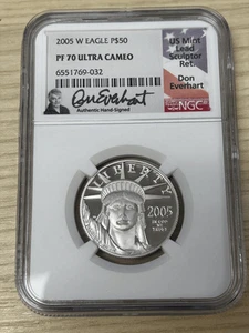 2005 $50 Proof Platinum Eagle NGC PF 70 Everhart Signed - Picture 1 of 2