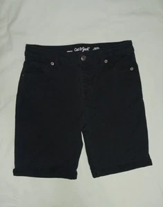 Cat & Jack - Girls sz 14 Soft Black Denim Knit Shorts 7 in Inseam Bermuda Length - Picture 1 of 3