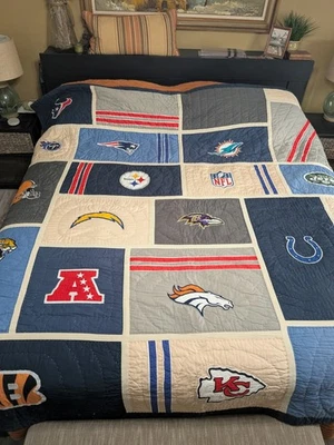 Pottery Barn PB Teen NFL Football Team Logos Full Queen Quilt Comforter - Image 1 of 4