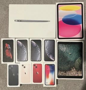 Lot de 11 boîtes de produits Apple vides - iPhone, iPhone Mini, iPad, MacBook Air, - Photo 1 sur 12