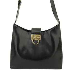 Salvatore Ferragamo Gancini Leather Shoulder Tote Bag Black/8BH0172 - Picture 1 of 12