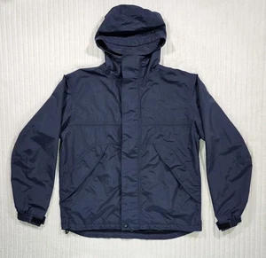 Duluth Trading Rain Jacket Men's MEDIUM Blue Nylon Lined Hooded Waterproof - Picture 1 of 16