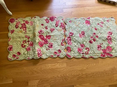 2- Fundas de almohada reversibles Pottery Barn King rosas rosadas, verde menta, blanco Foto 1 de 3