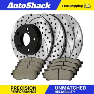 Front Rear Drilled Slotted Brake Rotors Ceramic Pads for Subaru Forester - Picture 1 of 7