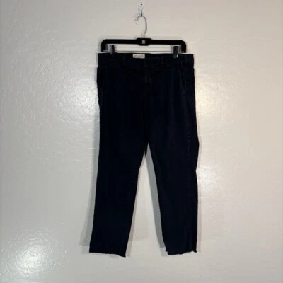 Pantalones Nili Lotan East Hampton para mujer 6 negros dobladillo crudo 26" algodón Foto 1 de 4