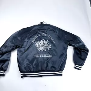 Chaqueta Bomber De Colección John P. Freeman Panthers Azul Satinado L Hecha en EE. UU. Años 80 - Imagen 1 de 11