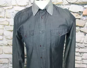 GUESS Nueva Camisa Hombre Gris Algodón Con Charreteras Y Bolsillos Con Solapa Cuello Contraste M - Imagen 1 de 10