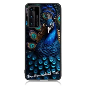 Personalised Text Back Case For Huawei Phone Series - Peacock Print - Picture 1 of 1