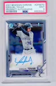 2021 Bowman Chrome Prospect Autograph #CPAETO Ezequiel Tovar Auto PSA 9 T2 - Picture 1 of 1
