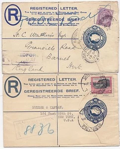 1925/8 2 x GRÖSSE G KLEINE POSTSTAAT REGd ENV SÜDAFRIKA BEDFORD JOHANNESBURG - Bild 1 von 2