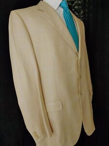 Corneliani Mens 46L Beige Blazer Sport Coat 3 Button Silk Jacket Pink Blue Check