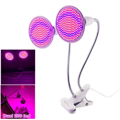 Dual Head 200 Led Flower Plant Grow Light Desk Kit indoor Greenhouse hydro Clip - Image 1 of 4
