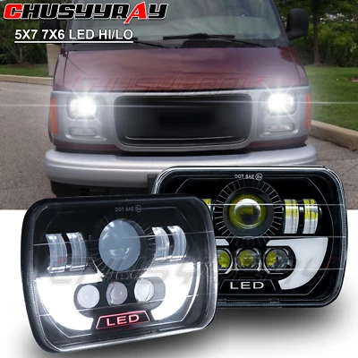 Farol de LED 7x6" Hi/Lo Beam H4 para GMC Savana 1500 2500 3500 Safari Van - Imagem 1 de 4