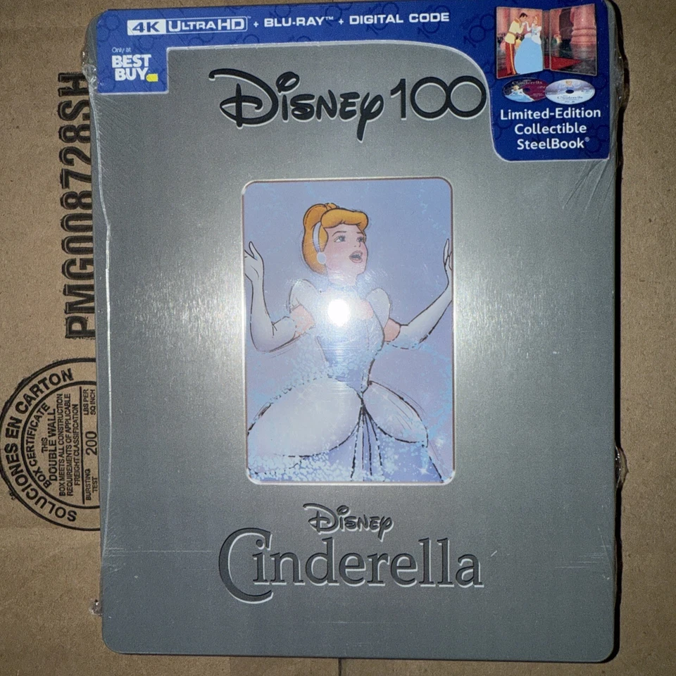 Cinderella 100th Anniversary Steelbook (4K UHD, Blu-Ray, Digital) Factory Sealed Foto 1 de 2