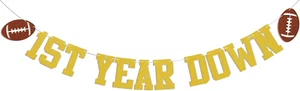 1St Year down Banner - Football 1St Birthday Banner, Football Baby Shower Decor, - Picture 1 of 7