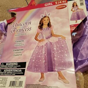 Girls Unicorn Dress Rainbow Fancy Princess Costume Tulle Party Dresses Size SM