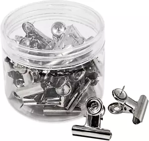 , 30 Pack Metal Push Pin Clips Bulldog Heavy Duty Thumb Tacks for Cork Boards Bu - Picture 1 of 9
