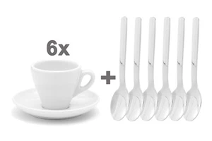 Dickwandige Porzellan Espressotassen 6er Set - Tasse Untertasse Espressolöffel - Bild 1 von 9