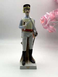 Vintage Figurine Napoleonic Era Parian Porcelain Soldier Hand Painted Ornament - Picture 1 of 14