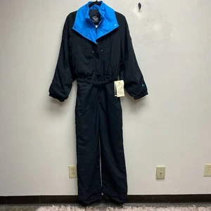 VTG ROFFE Black Snowsuit Bib Zip Snap Patrice Thinsulate 3M Supplex Ski Suit 12 - Picture 1 of 23