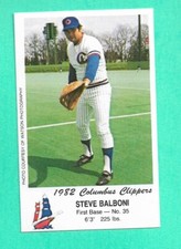 (1) STEVE BALBONI  1982 COLUMBUS CLIPPERS PREVENTION  POLICE CARD (H4053)