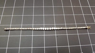 Sterling Silver 925 Gold Plated TENNIS BRACELET W/ Tapered Size Stones PRETTY! Foto 1 de 4