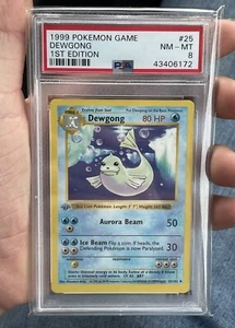 Error Pokemon Dewgong Base Set Shadowless 1st Edition Light Stamp #25 PSA 8 - Picture 1 of 5