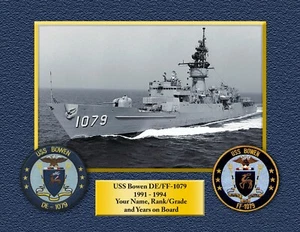 USS Bowen DE/FF-1079 individueller personalisierter Druck von US Navy Schiffen einzigartiges Geschenk - Bild 1 von 12