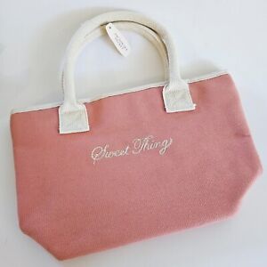 Victorias Secret Sweet Thing Pink Canvas Bag Handbag Cotton 8.25" Tall Open Top