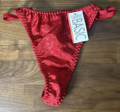 Tanga de Colección Simply Basic Tanga Bragas Segunda Piel Brillante Satinado Talla 8 Rojo Y2K Foto 1 de 4