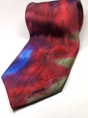 Corbata JERRY GARCIA - AGRADECIDO MUERTO Edición Limitada 100% Seda Roja Azul Verde NUEVA Foto 1 de 4