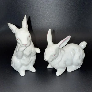 2 Andrea By Sadek Japan Porcelain Bunny Rabbit Figurines #8747 White 4.5”H - Picture 1 of 9