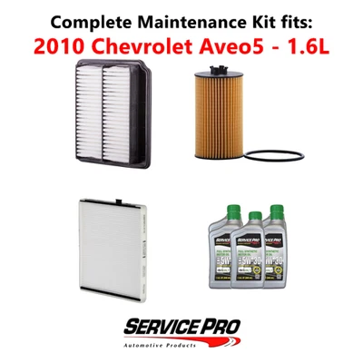2010 Chevrolet Aveo5 1.6L Complete Oil, Air & Cabin Filter Kit (5W-30) Foto 1 de 4
