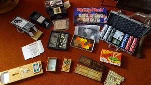 Vintage Games Boxed Bovine Bone Ebony Dominoes Card Shoe Poker Chips Job Lot - Picture 1 of 23