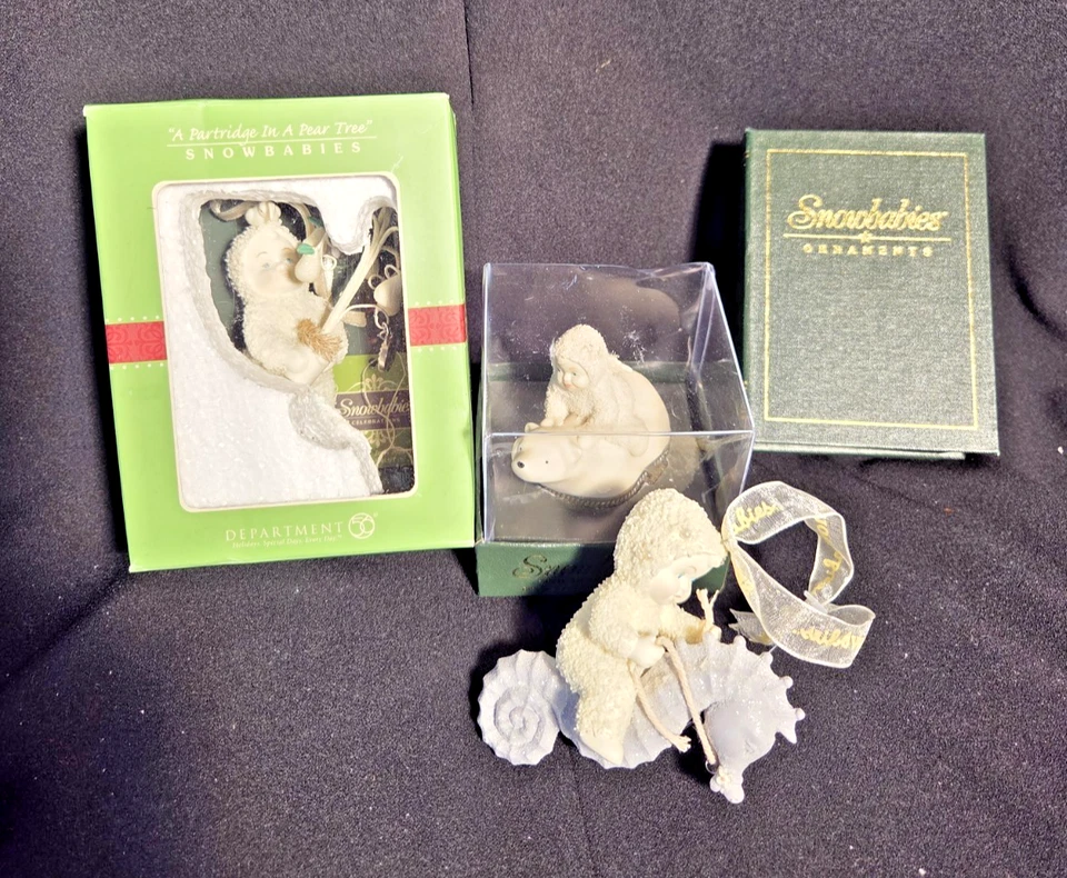 DEPARTAMENTO 56 VINTAGE SNOWBABIES ÁRBOL ADORNOS LOTE DE 4 Foto 1 de 4