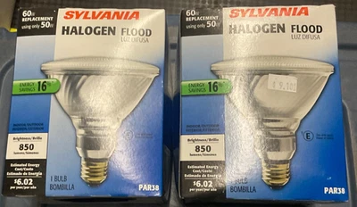 2 -Sylvania 60W Halogen Flood Capsylite Par 38 550 Lumens Light Bulb 50W Replace - Image 1 of 4