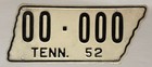 1952 TENNESSEE State Shape SAMPLE License Plate #00-000