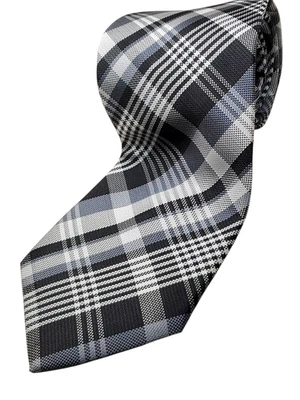 Corbata a cuadros 100 % microfibra para hombre negra gris plata blanca NUEVA MARCA Q Foto 1 de 3