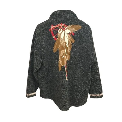 90-е винтажная юго-западная пестрая куртка с перьями на пуговицах богемное ранчо прерия - Изображение 1 из 4