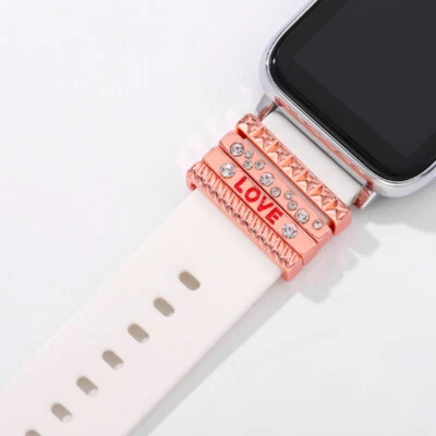 Para Apple Watch Correa de Silicona Dijes de Metal Decorativos Estrás Amor Adorno Foto 1 de 4