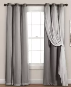 Exuberantes cortinas de ojal transparentes con revestimiento aislado de apagón, cortina de ventana - Imagen 1 de 6