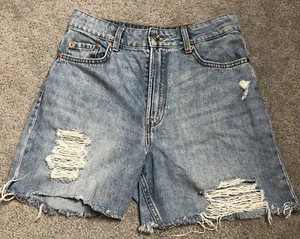 Divided H&M Women’s Distressed Shorts Sz 6 Blue Denim High Rise Raw Hem Cut Off - Picture 1 of 9