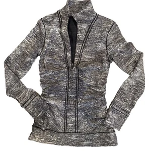 Lululemon Women's Long Sleeve Cypress Kiss 1/2 Zip Rush Jacquard Black White - Picture 1 of 12