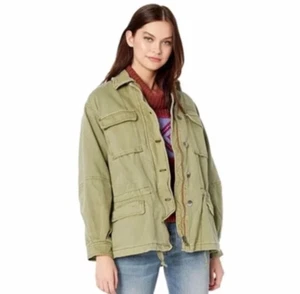 Free People Women's Seize the Day Military Jacket MEDIUM Army Oversized Boho NWT - Picture 1 of 13